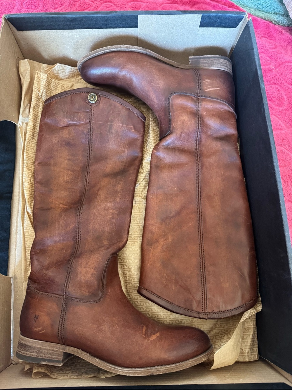 Frye Tall Smooth Leather Riding Boots in Dark Brown